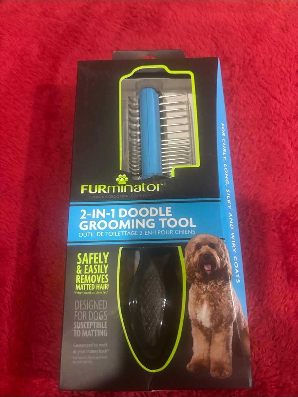 FURminator 2-in-1 Doodle Grooming Tool - Blue and Black